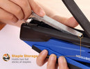 InPower Antimicrobial Spring-Powered Desktop Stapler, 20 Sheets, Blue