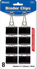 Medium 1-1/4 (32mm) Black Binder Clip (8/Pack)