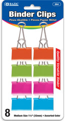 Medium 1-1/4 (32mm) Assorted Color Binder Clip (8/Pack)