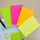 Lined Stick On Notes Neon 4" X 6" 50 Ct.